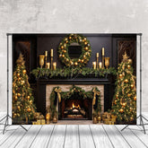 Lofaris Gold Dekor Warm Kamin Schwarz Weihnachten Hintergrund